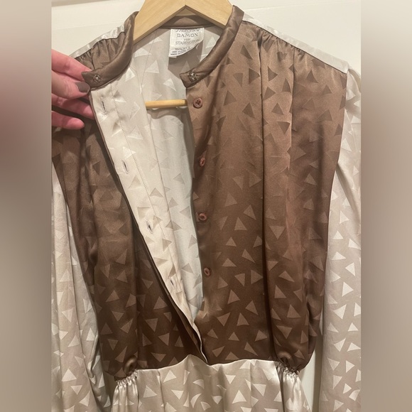 Vintage 100% Silk Long-Sleeved Dress - Picture 7 of 9